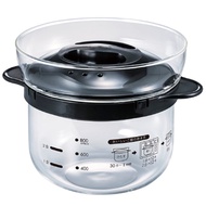 HARIO Glass Microwave Rice Cooker (1–2 Cups) – Black – Made in Japan – Gift – XRCN-2-B