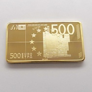 ธนบัตรยุโรป500ยูโร24K ของที่ระลึกทองคำแท่งแท่งเหรียญสะสมของขวัญงานเทศกาล