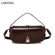 JOY-LARISSA SEMI-GLOSS SADDLE BAG FLAP NICHE HANDBAG SHOULDER CROSSBODY WOMEN'S BAG (2915)