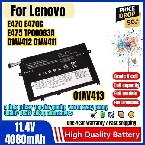 01AV413 for Lenovo E470 E470C E475 TP00083A 01AV412 01AV411 Laptop Battery High Quality Capacity Bat