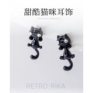 Japan cute black kitty 6x20MM stud earring CD427