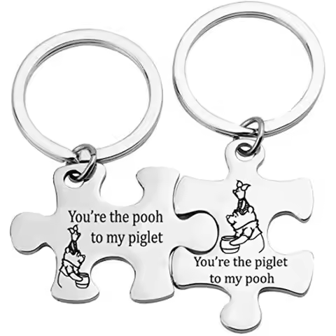 Best Friends Keychain Set Friendship Gift Winnie The Pooh Piglet Gift Winnie The Pooh Jewelry Puzzle