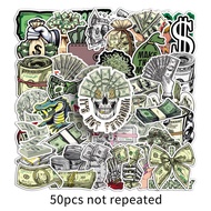 50PCS Fun currency dollar stickers creative small pattern water cup hand ledger car DIY waterproof a