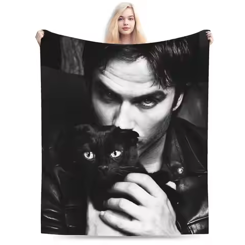 Ian Somerhalder Blanket Coral Fleece Plush Winter Damon Salvatore Vampire Throw Blanket for Bed Car 