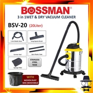 BOSSMAN BSV 20 1700w 20 Littre Vacuum Cleaner Stainless Steel 3 in 1 Tank Wet & Dry Heavy Duty Vacuu