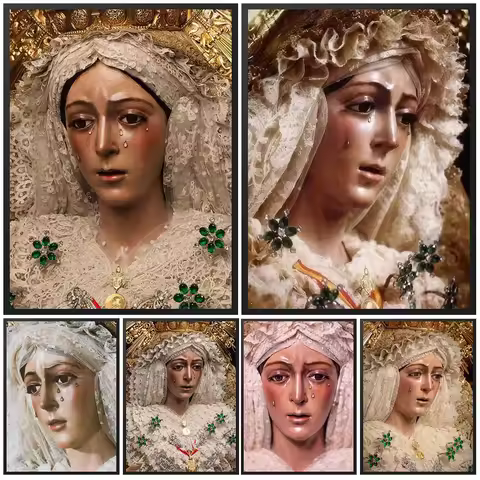 Virgin Mary Madonna Christianity Queen of Glory Grace Wall Pictures For Living Room Poster Wall Art