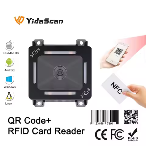 FM700B QR Code RFID Card Reader NFC 1D 2D QR Code Reader Access Control Barcode Scanner USB RS232 Wi