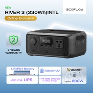 EcoFlow Portable Power Station RIVER 3, 230Wh LiFePO4 Battery Power Station, 300W Up to 600W AC Outp