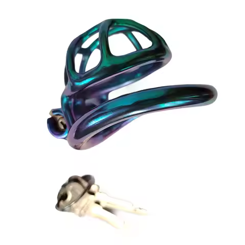 Small Titanium Male Chastity Cage Curve Ring Customizable Metal Colorful Cock Cage for Men CBT Lock 