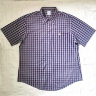 KEMEJA Brooks Brothers Short Sleeve Shirt Orange Yellow Plaid Gradientbiru XL Preloved