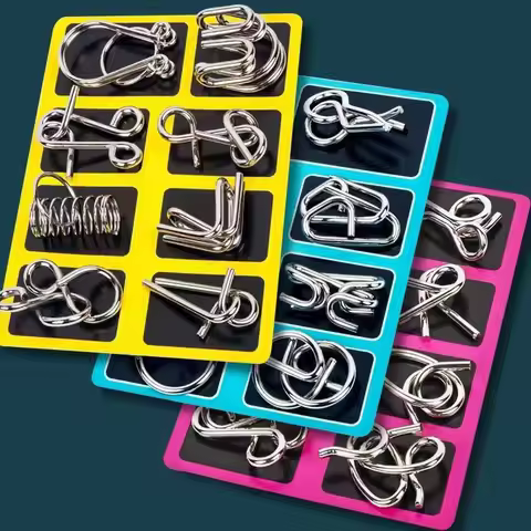 8Pcs/Set Metal Montessori Puzzle Wire IQ Mind Brain Teaser Puzzles Children Adults Interactive Game 