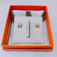 HERMES 愛馬仕迷你奶茶色H字項鏈MINI POP H EARRINGS