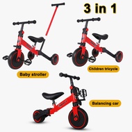 3 IN 1 Baby Tricycle Kids Bycycle Stroller Children Bike Balance Car Balance Bike Basikal Budak Hadi