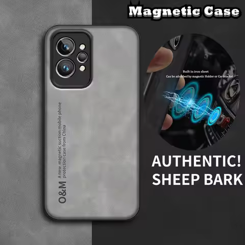 Magnetic Sheepskin Leather Case For Realme GT Neo 2 3 2T 3T GT2 Pro X2 GT Master Explorer 9 Pro Buil