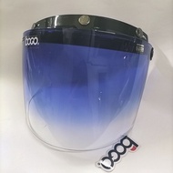 BOGO HELMET 3 BUTTON VISOR  2 TONE BLUE + CLEAR 2 COLOR FOR MHR MS888 SGV