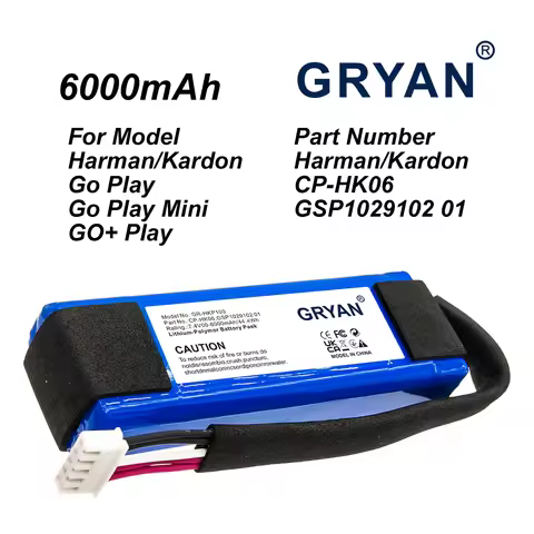 GRYAN 6000mAh Battery For Harman/Kardon Go Play Go Play Mini GO+ Play Part Number CP-HK06 GSP1029102