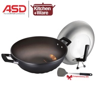 ASD 36cm Tornado Elite I.H. Die Cast Chef Skillet Wok with Self-Standing Cover / Hard Anodised Wok