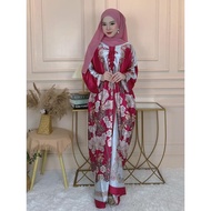IRIS RAFAEL Kaftan Raisya Dewasa | Satin Silk | Floral Printed Design |