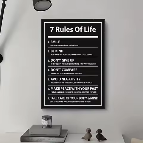 7 Rules Of Life Letter Motivational Quote Poster Inspiration Canvas Painting Prints Wall Art Picture