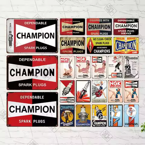 Retro Decorative Card Board GNK Champion Garage Gas Station Wall Sticker Metal Sign Tin Plate Wall D