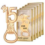 48pcs Gold 15# Bottle Opener With Organza Bags, Suitable For 15th Birthday Gifts, Birthday Party, An