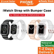 [SG Stock]iWatch Band with Bumper Case Sport Rugged Shockproof Wristband Strap for  iWatch Series 9 8 7 6 5 4 3 2 1 SE
