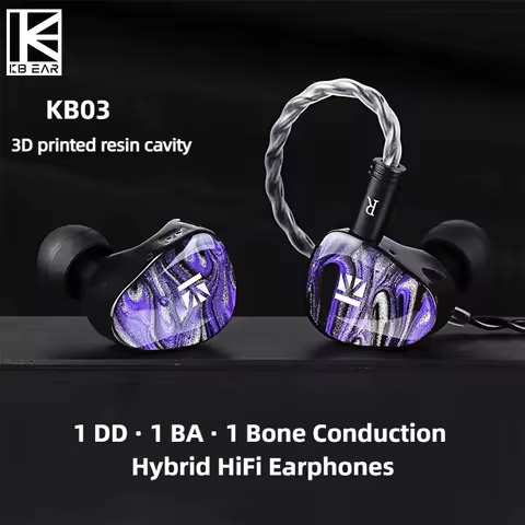 KBEAR KB03 DD · BA · Bone Conduction Hybrid HiFi Earphones in ear Monitor Headphone 0.78mm 2Pin Deta
