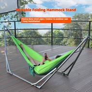 Portable Folding Hammock Stand Camping Swing Bed Steel Tube Frame Indoor Outdoor Heavy Duty Hammock 