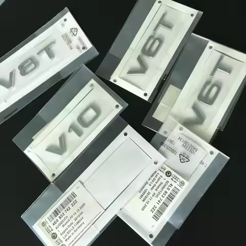 2PCS V6T V8T Emblem ABS 3D badge leaf label V10 V12 side label for Audi A4L A5 A6L A7 Q3 Q6 Q7 car l