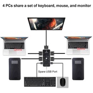 USB 2.0 KVM Switch 4 Port VGA KVM Switcher VGA Connector Adapter for 4 Computers Laptop PC Share A S
