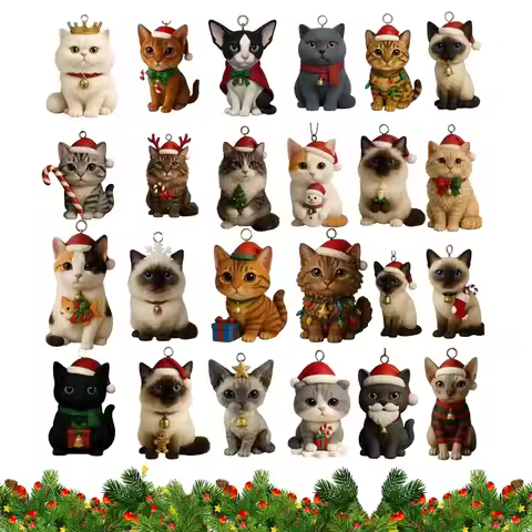 Cat Lovers Advent Calendar 2025 24 Days Christmas Countdown With 24 2D Acrylic Cute Kitten Tree Deco