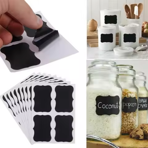 24pcs /Set Blackboard Stickers Craft Kitchen Jar Storage Box Label 5cm X 3.5cm Black Spice Blackboar