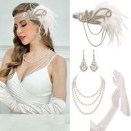 Headwear Necklace Combination Single 80s Rhinestone European American Makeup Earrings Party Feather 