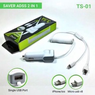 SAVER ADSS TS-01 2IN1 SINGLE PORT USB CHARGER MOBIL AKI TS-01