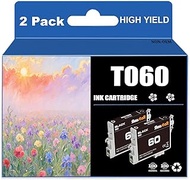 Run Star 2 Pack T060 Remanufactured Ink Cartridge Replacement for Epson 60 T060 use for Epson Stylus