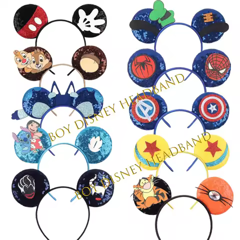 2025 Disney Festival Party Cosplay Mouse Ears Headband 3.3" Ears Glitter Hairband For Boys Girls DIY