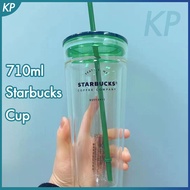 Starbuck ถ้วยพลาสติก Sippy ถ้วยสองชั้นถ้วยกาแฟ710มิลลิลิตรความจุขนาดใหญ่สำนักงานกาแฟถ้วยนมสร้างสรรค์กล่องของขวัญ