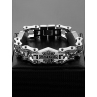 DARK ELEMENT European American Street Wear Domineering Gold Motorcycle Titanium Steel Bracelet Men's