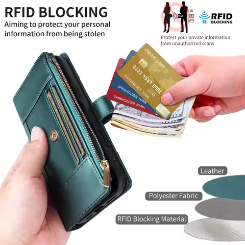 Premium Leather Zip Wallet Card Solt Case For iPhone 18 17 16 15 14 13 12 11 Pro Max Plus 17Air 17E 
