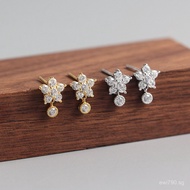 Earrings YHE0220S9253D Korean Pure Silver Tremella INS Stacked Diamond Snowflake Women Korean Style 