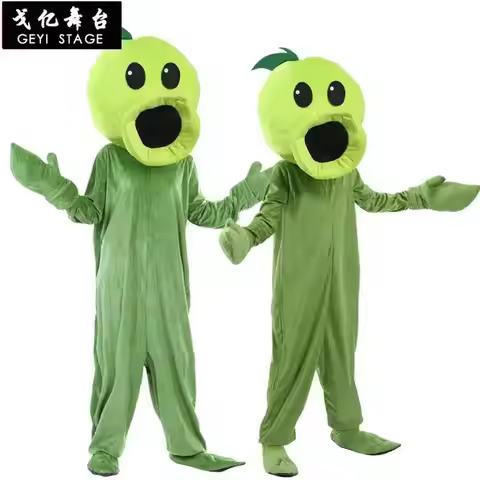 Pea Costume Size Shooter Cosplay Mascot Plant Shooter Pea Kids Costume with Headgear Carnival Hallow