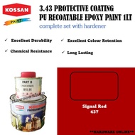 (SIGNAL RED) 1LT KOSSAN PAINT PU PAINT EPOXY PU 3.43 FOR METAL/FLOOR/BOAT/TILE