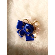 corsage with pin white and royal blue
