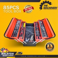 85PCS Tool Box - Heavy Duty Cantilever Metal 85 PCS Set Ratchet Spanner ¼” & ½” Alloy Hardware