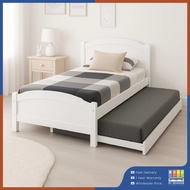 HI SEASON Single Solid Wood Bed Frame/Pullout Bed/Pullout Bingkai Katil Besi Bujang Rangka/White