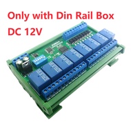 Aideepen DC 12V 24V 8อินพุตแยกและ8เอาต์พุต DIN35 C45กล่องราง UART RS485โมดูลรีเลย์โมตควบคุม RTU แผงส