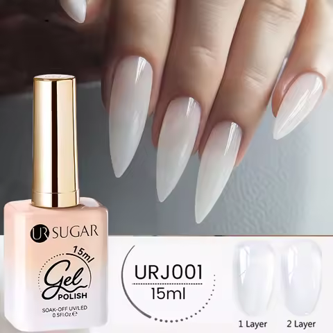 UR SUGAR 15ml Jelly Milky White Pudding Translucent Color Gel Polish Semi Permanent UV Gel Nail Art 