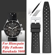 20mm Watch Strap For Blancpain Fifty Fathoms Barakuda Soft Tropical Silicone Rubber Band Breathable 
