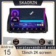 Skaorzn 13inch 6+64GB for mazda cx5 2012-2016 android16 2k qled 2000x1200p support 360camera 2din ca