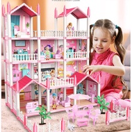 Doll House DIY Princess Villa House House Dollhouse Barbie Miniature Kit with Furniture